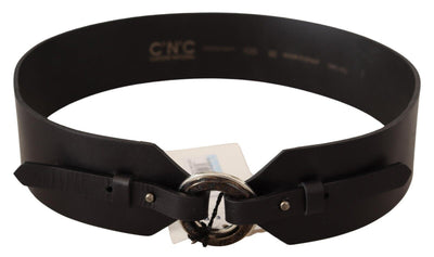 Costume National Chic Leather Fashion Belt with Silver-Tone Buckle