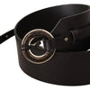 Costume National Chic Leather Fashion Belt with Silver-Tone Buckle