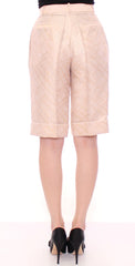 Exclusive Beige Brocade Above Knee Shorts