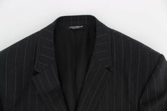 Dolce & Gabbana Chic Gray Striped Wool Blazer Jacket