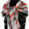 Costume National Elegant Silk Checkered Scarf in Gray and Red