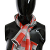 Costume National Elegant Silk Checkered Scarf in Gray and Red