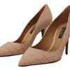 Dolce & Gabbana Elegant Nude Leather Kitten Heels Pumps