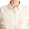 Levi's Elegant White Long Sleeve Collared Polo Top