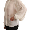 Dsquared² Elegant Off White Silk Long Sleeve Blouse