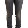 Acht Elegant Dark Gray Skinny Jeans - Low Waist Zip Closure