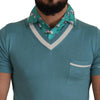 Dolce & Gabbana Elegant Silk Polo Tee with Boat Collar Print