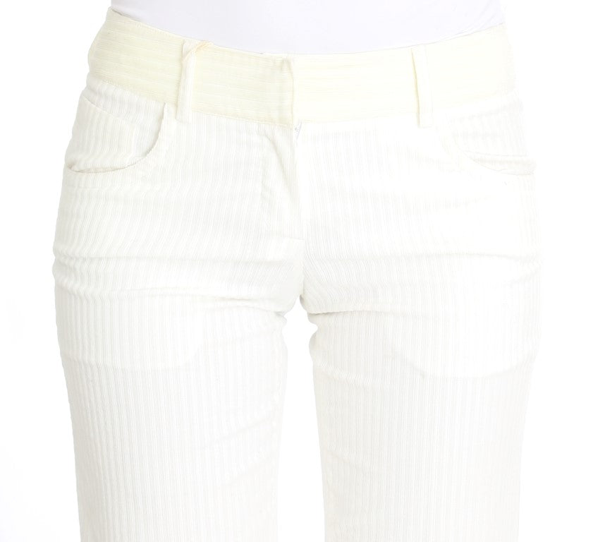 Ermanno Scervino Chic White Striped Straight Fit Pants