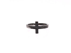 Exquisite Black CZ Crystal Sterling Silver Ring