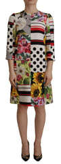 Dolce & Gabbana Multicolor Patchwork Charmeuse Sheath Dress