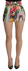 Multicolor Majolica Floral High-Waist Shorts