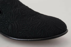 Dolce & Gabbana Elegant Jacquard Black Loafers Slide On Flats