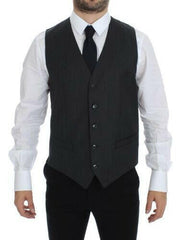 Elegant Gray Wool Formal Vest