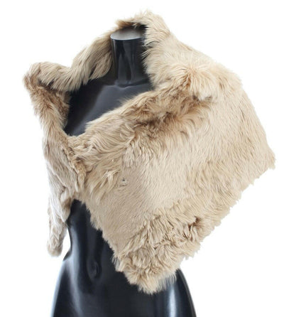 Dolce & Gabbana Elegant Alpaca Fur Shoulder Wrap in Beige