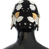 Dolce & Gabbana Elegant Black Floral Wool Cloche Hat