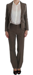 Beige Wool-Cotton Suit Set Chic Elegance