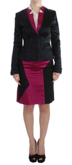 Chic Black and Pink Skirt Suit Ensemble