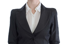 Chic Gray Cotton Blend Pantsuit Ensemble