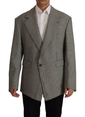 Dolce & Gabbana Elegant Gray Checkered Wool Blazer