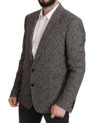 Dolce & Gabbana Exquisite Gray Herringbone Blazer Jacket