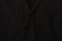 Elegant Black Cotton-Wool Blend Blazer Jacket