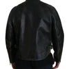 Dolce & Gabbana Elegant Black Leather Jacket with Silver Details