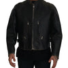 Dolce & Gabbana Elegant Black Leather Jacket with Silver Details