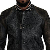 Dolce & Gabbana Multicolor Houndstooth Leather Bomber Jacket