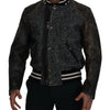 Dolce & Gabbana Multicolor Houndstooth Leather Bomber Jacket