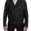 Dolce & Gabbana Elegant Black Leather Biker Jacket