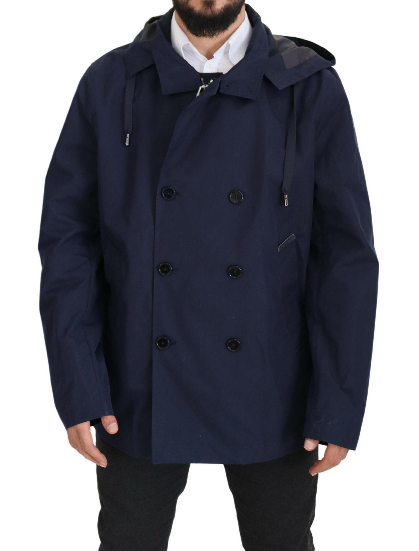 Dolce & Gabbana Elegant Double-Breasted Blue Parka Jacket