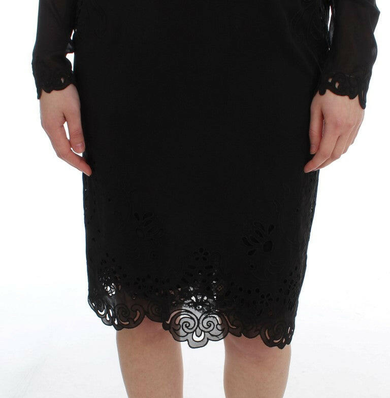 Dolce & Gabbana Elegant Black Floral Lace Sheath Dress