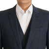 Dolce & Gabbana Elegant Dark Blue Cotton Three Piece Martini Suit