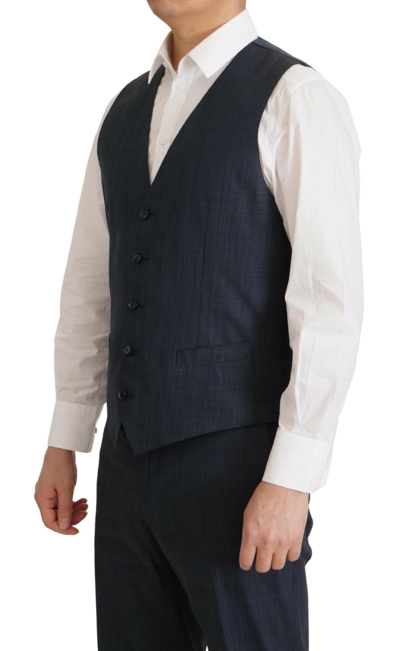 Dolce & Gabbana Elegant Dark Blue Cotton Three Piece Martini Suit