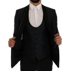 Dolce & Gabbana Elegant Blue & Black Slim Fit Suit Ensemble