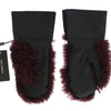 Dolce & Gabbana Elegant Black & Bordeaux Leather Gloves