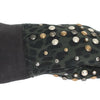 Dolce & Gabbana Elegant Studded Gray Wool Shearling Gloves