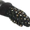 Dolce & Gabbana Elegant Studded Gray Wool Shearling Gloves