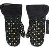 Dolce & Gabbana Elegant Studded Gray Wool Shearling Gloves