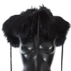 Dolce & Gabbana Elegant Black Fox Fur Silk Shoulder Wrap