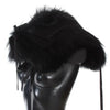 Dolce & Gabbana Elegant Black Fox Fur Silk Shoulder Wrap