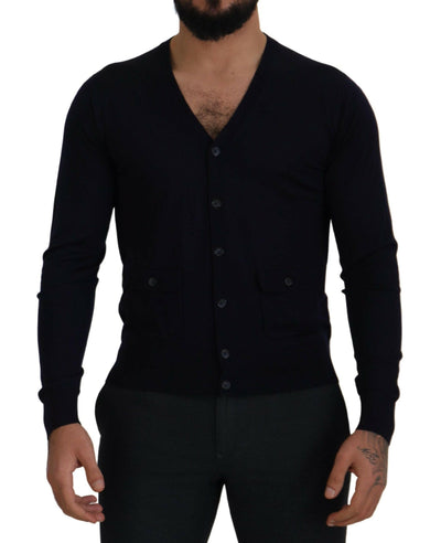 Dolce & Gabbana Elegant Virgin Wool Cardigan Sweater in Blue