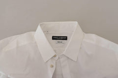 Dolce & Gabbana Elegant White Peacock Feather Dress Shirt