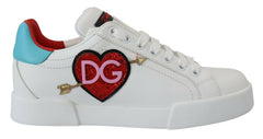 Dolce & Gabbana Elegant White Portofino Leather Sneakers