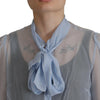 Dolce & Gabbana Elegant Silk Ascot Collar Blouse in Light Blue