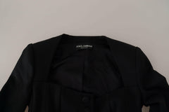 Dolce & Gabbana Sleek Black Snap Jacket with Silk Lining