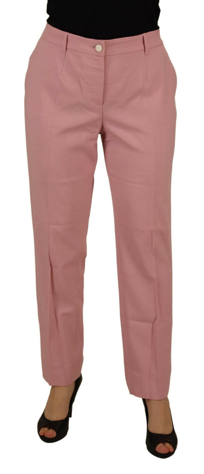 Dolce & Gabbana Chic MidWaist Virgin Wool Pink Pants