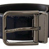 Dolce & Gabbana Elegant Blue Leather Belt with Silver Buckle