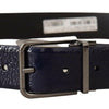 Dolce & Gabbana Elegant Blue Leather Belt with Silver Buckle