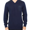 Ermanno Scervino Elegant Blue V-Neck Wool Blend Pullover